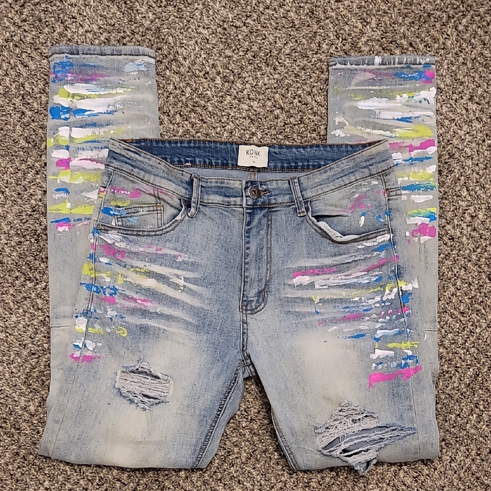 KDNK Painted Distressed Skinny Jeans